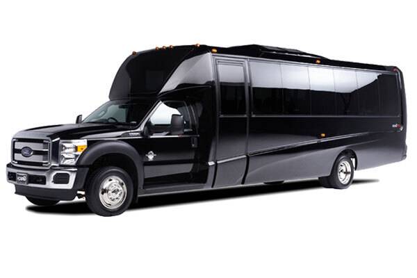 The exterior of an executive mini bus.