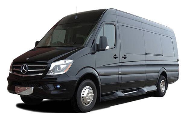 The exterior of a Mercedez-Benz sprinter van.